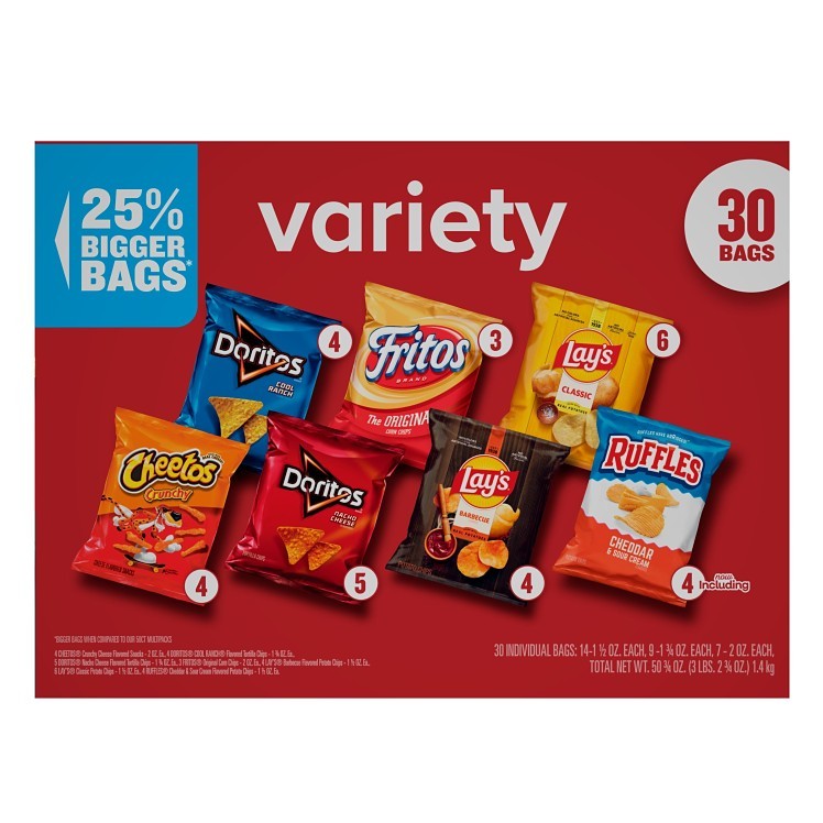 FRITO LAY 30 COUNT SINGLE SERVE CLASSIC VARIETY PACK