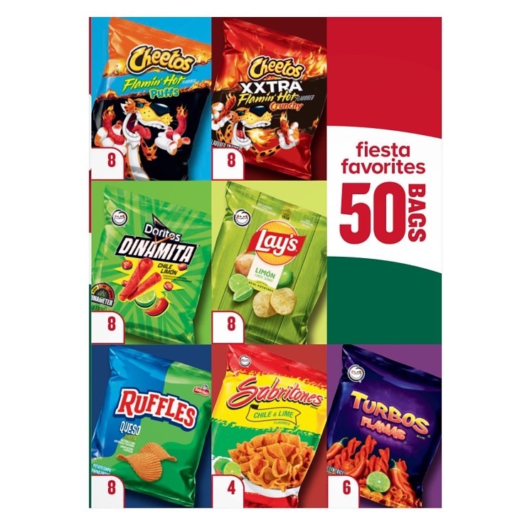 FRITO LAY 50 COUNT SINGLE SERVE FIESTA VARIETY PACK