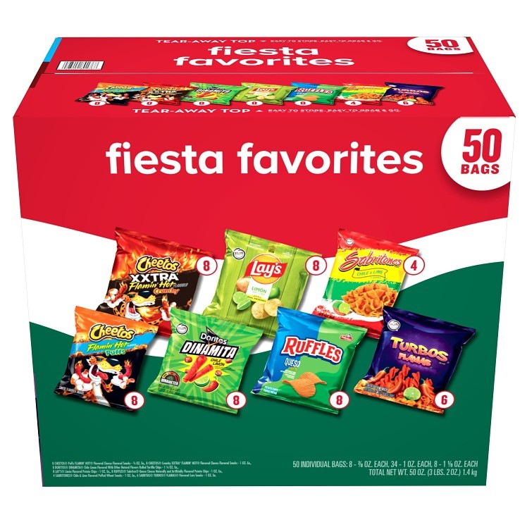 FRITO LAY 50 COUNT SINGLE SERVE FIESTA VARIETY PACK