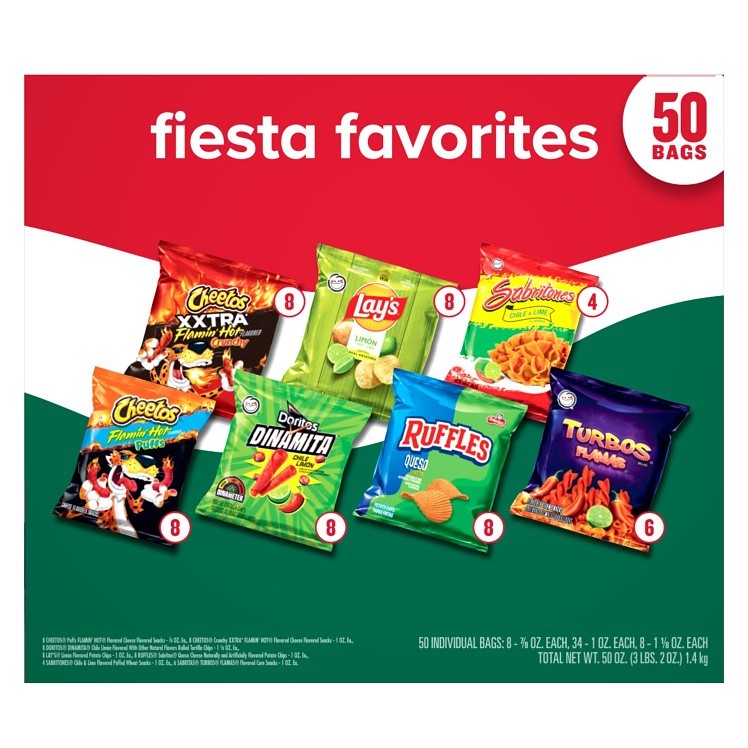 FRITO LAY 50 COUNT SINGLE SERVE FIESTA VARIETY PACK
