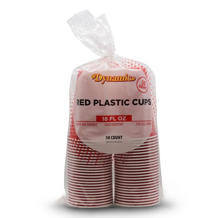 DYNAMIC 18 OZ RED PLASTIC PARTY CUPS
