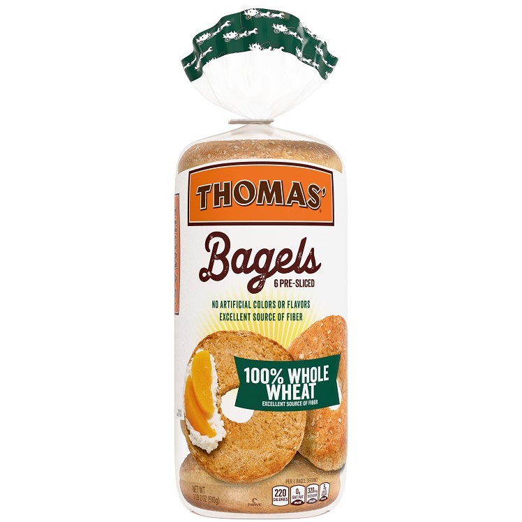 THOMAS EARTHGRAIN WHOLE WHEAT BAGELS