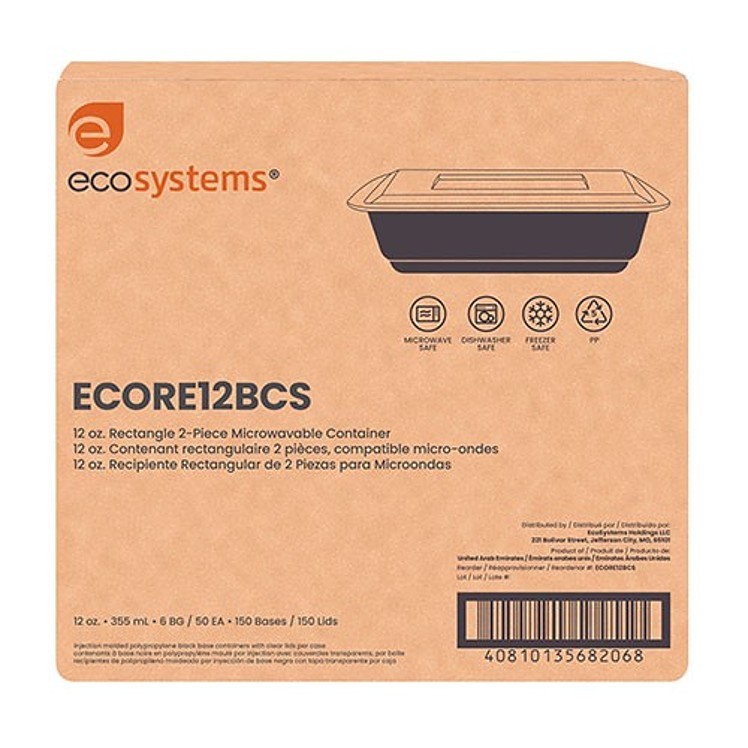 ECO-SYSTEMS 12 OZ MICROWAVEABLE CONTAINER & LID COMBO