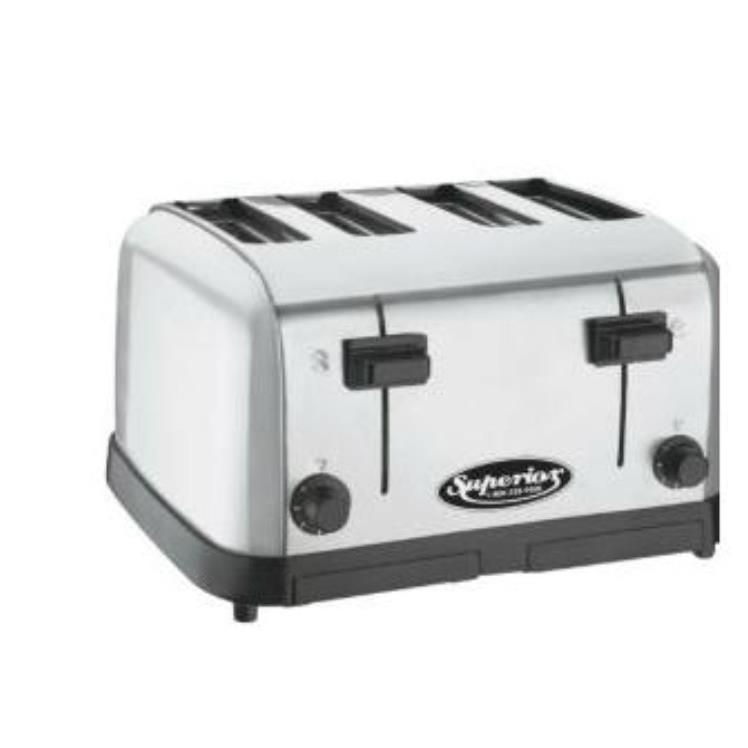 SUPERIOR PRODUCTS EXTRA WIDE 4 SLICE STAINLESS STEEL POP UP TOASTER