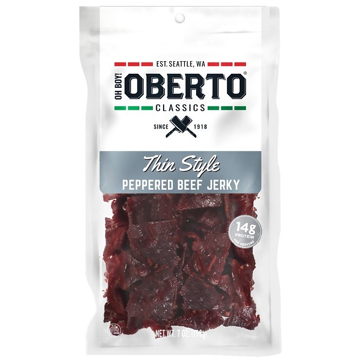 OBERTO PEPPERED THIN STYLE BEEF JERKY 7OZ