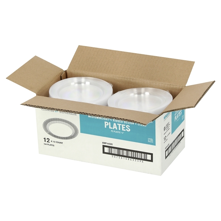 MONOGRAM PLATE, POLYSTYRENE 6 INCH CLEAR 1 COMPARTMENT ROUND