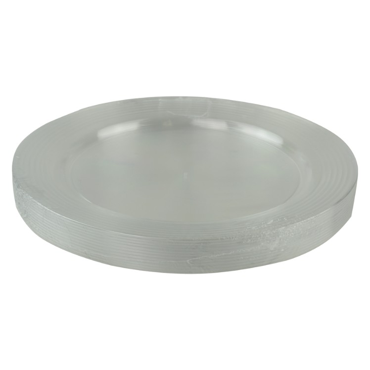 MONOGRAM PLATE POLYSTYRENE 9 INCH CLEAR ROUND RIDGED