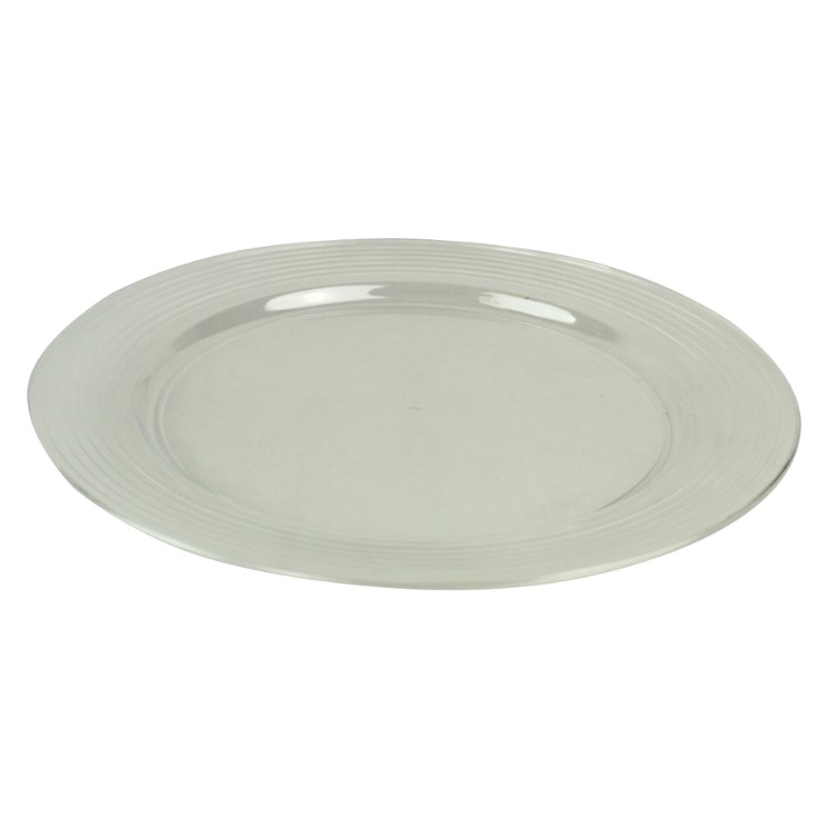 MONOGRAM PLATE POLYSTYRENE 9 INCH CLEAR ROUND RIDGED