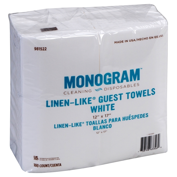 MONOGRAM WHITE LINEN-LIKE GUEST TOWELS 12X17