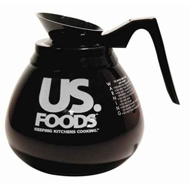 US Foods Clear Glass Coffee Decanter with Handle Custom Logo