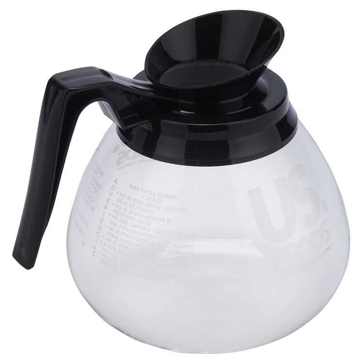 US Foods Clear Glass Coffee Decanter with Handle Custom Logo