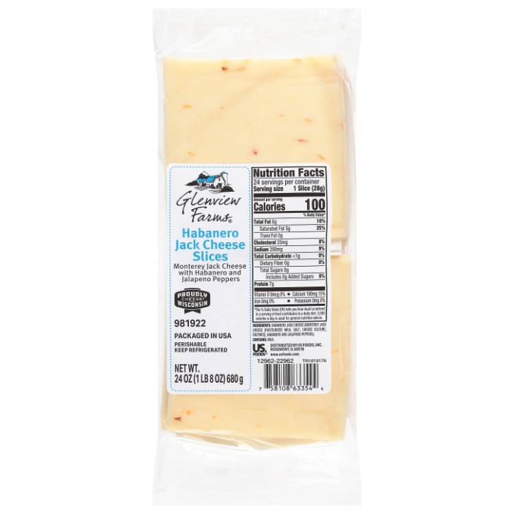 GLENVIEW FARMS CHEESE PEPPER JACK HABANERO SLICED 1 OZ