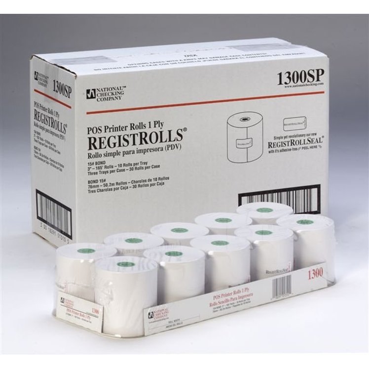 NCCO 1300SP 1 PLY BOND REGISTER ROLL 3x165'