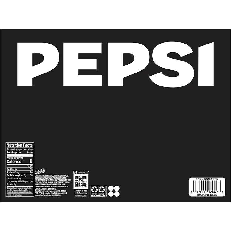 PEPSI ZERO SUGAR 24/12 OZ CANS