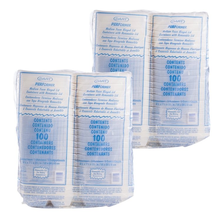 DART 8X8 3 CPMT FOAM HINGED CONTAINER