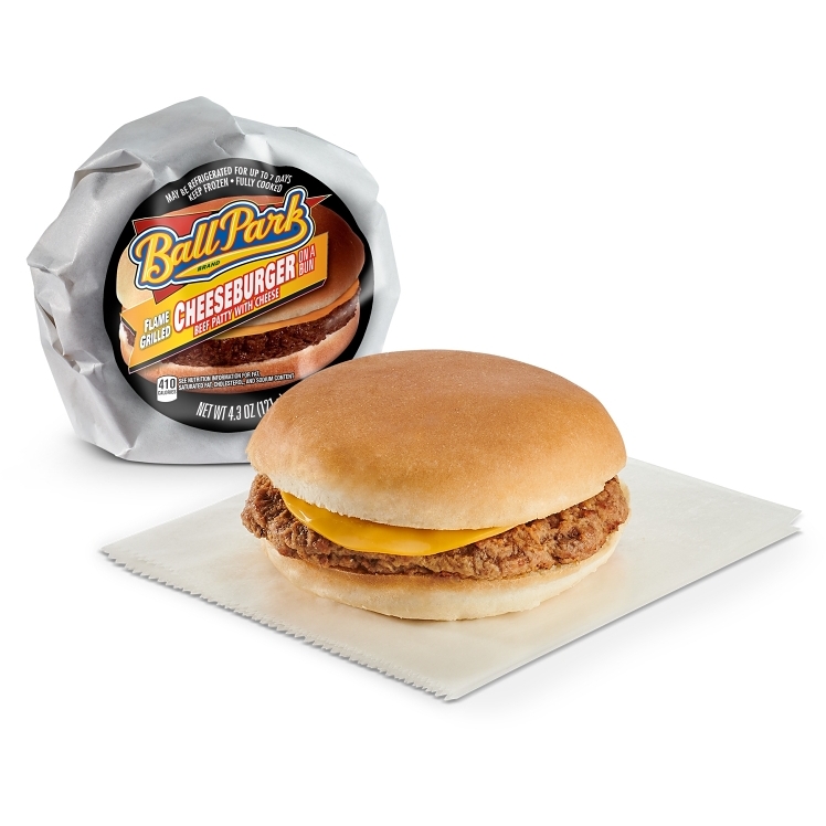 BALL PARK HOT N READY FROZEN BEEF FLAME BROILED CHEESEBURGER INDIVIDUALLY WRAPPED