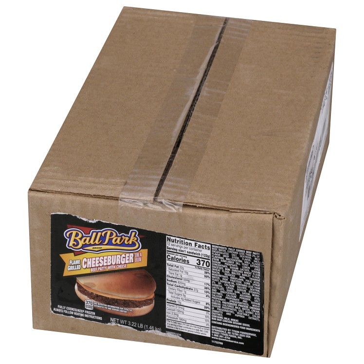 BALL PARK HOT N READY FROZEN BEEF FLAME BROILED CHEESEBURGER INDIVIDUALLY WRAPPED