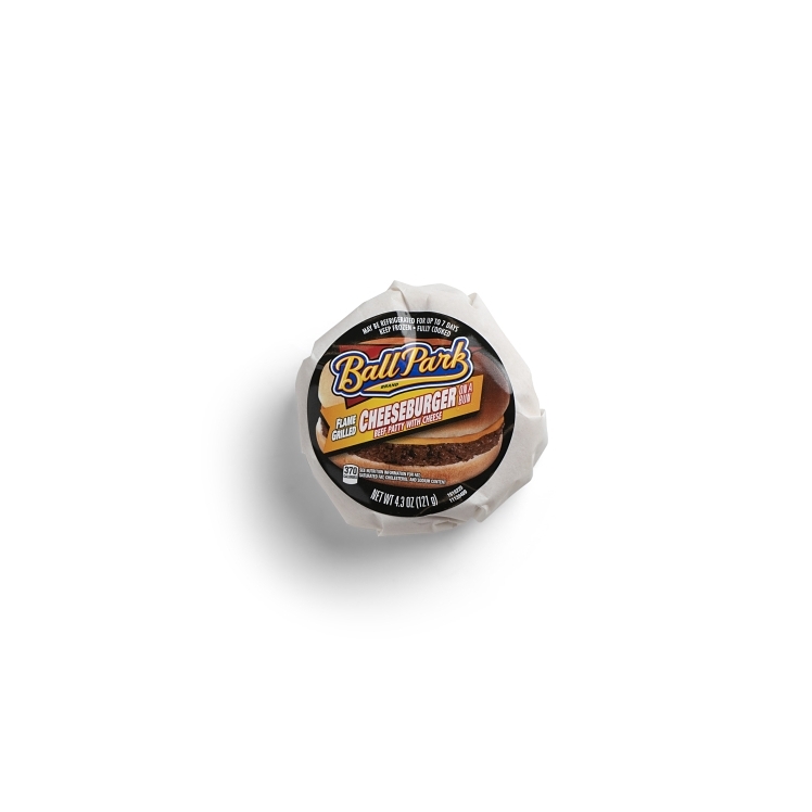 BALL PARK HOT N READY FROZEN BEEF FLAME BROILED CHEESEBURGER INDIVIDUALLY WRAPPED