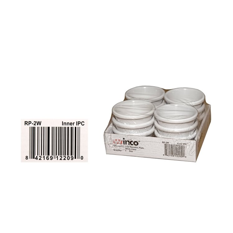WINCO SMOOTH RAMEKIN 2 OUNCE PLASTIC WHITE ROUND