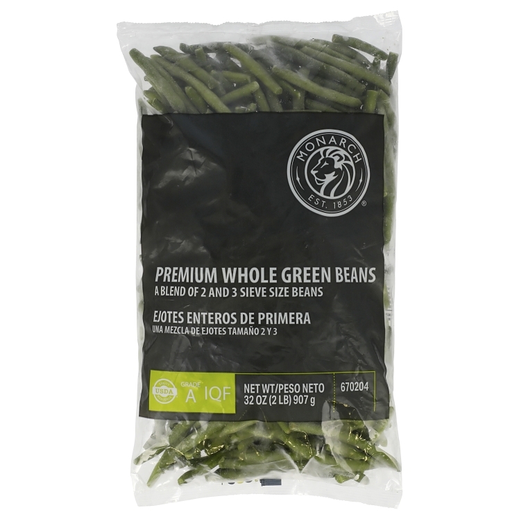 MONARCH GREEN WHOLE FANCY IMP & DOMESTIC IQF BEANS