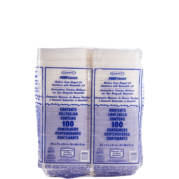 DART 8X8 1 CPMT FOAM HINGED CONTAINER