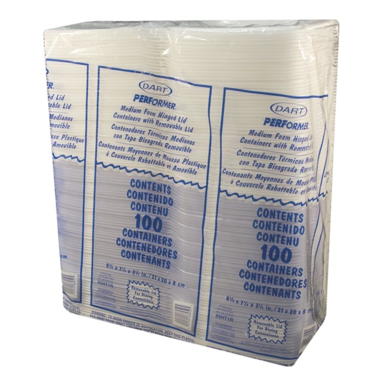 DART 8X8 1 CPMT FOAM HINGED CONTAINER
