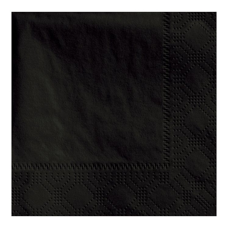 MONOGRAM 9.5 X 9.5 2 PLY BLACK BEVERAGE NAPKIN