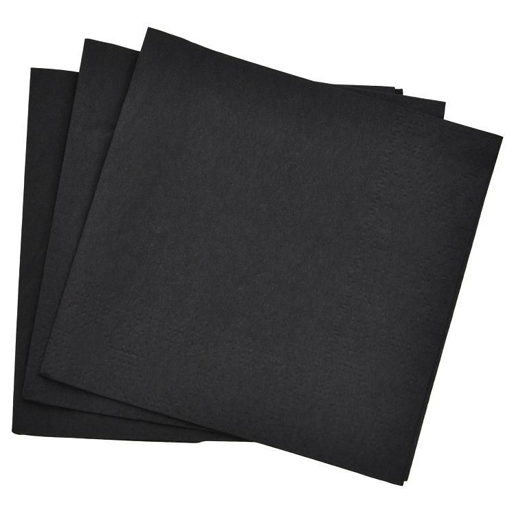 MONOGRAM 9.5 X 9.5 2 PLY BLACK BEVERAGE NAPKIN