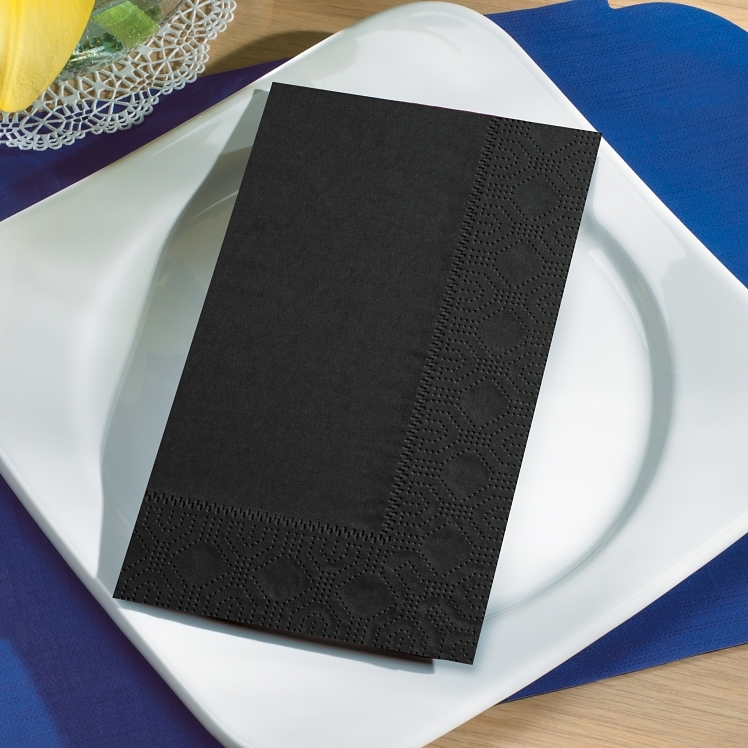 MONOGRAM 2 PLY BLACK PAPER DINNER NAPKIN 17X17