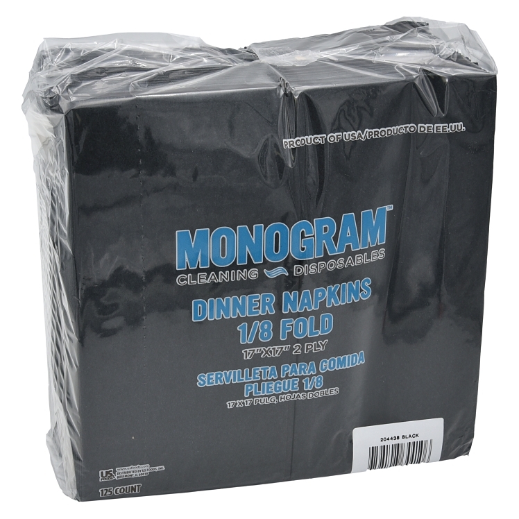 MONOGRAM 2 PLY BLACK PAPER DINNER NAPKIN 17X17