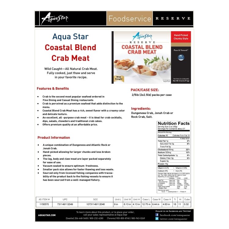 RESERVE AQUA STAR COASTAL BLEND CRAB MEAT