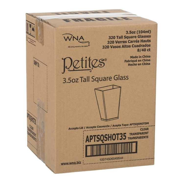 WNA PETITES 3.5 OUNCE TALL SQUARE TASTING/DESSERT GLASSES