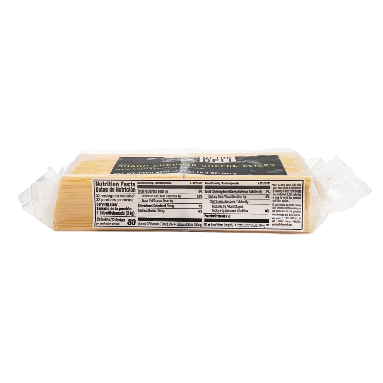 METRO DELI SHARP CHEDDAR CHEESE SLICED 0.75 OZ