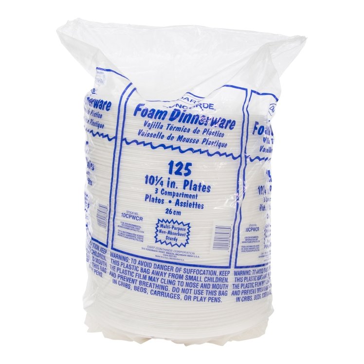 DART 10.25 3 CPMT WHITE FOAM PLATE