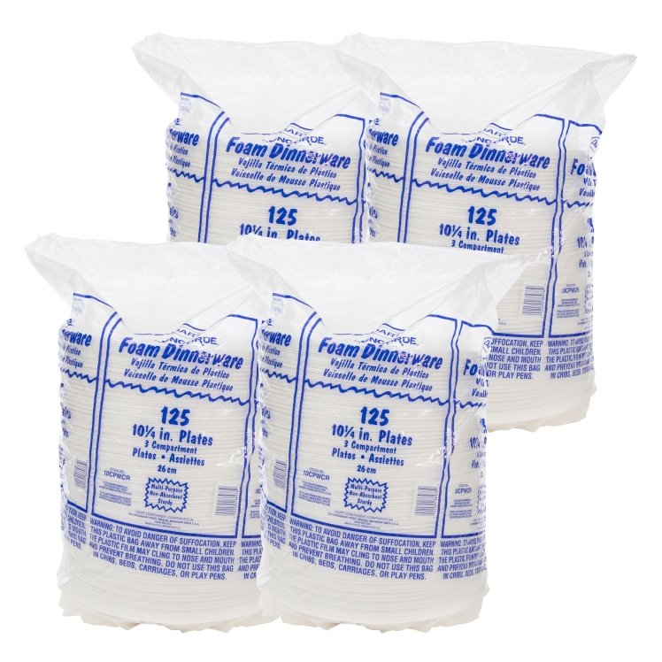 DART 10.25 3 CPMT WHITE FOAM PLATE