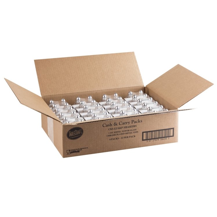 TABLECRAFT SALT AND PEPPER SHAKER 1 OUNCE GLASS CLEAR EIFFEL