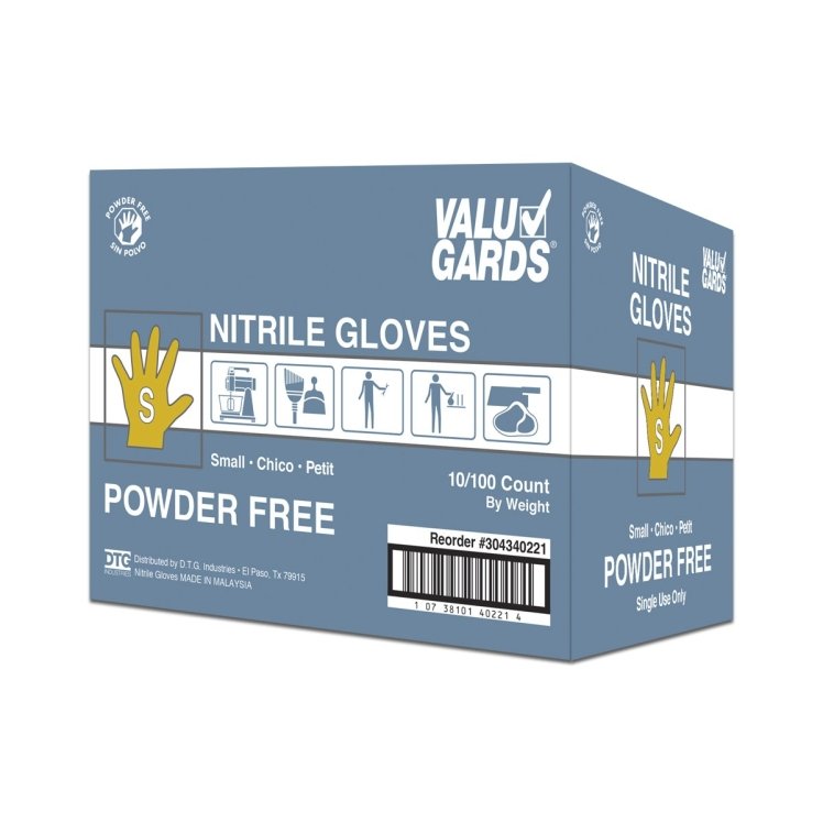 VALUGARDS VALU GARDS NITRILE GLOVES SMALL POWDER FREE