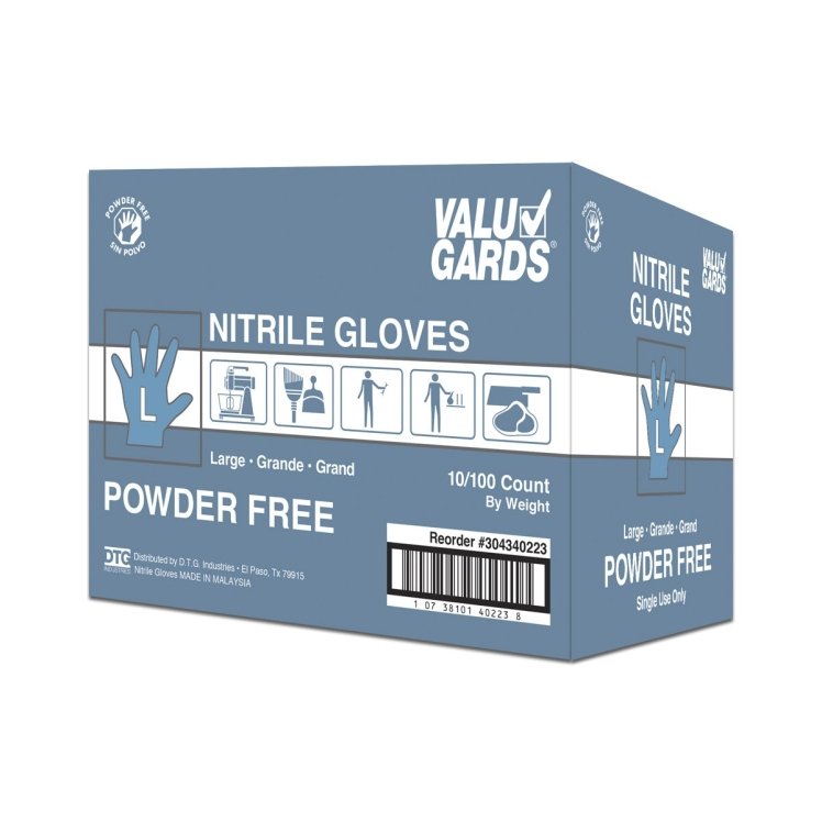 VALUGARDS LARGE POWDER FREE NITRILE GLOVES