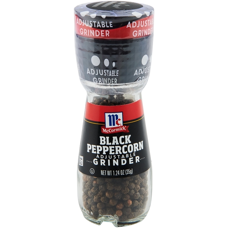 MCCORMICK SPICE, PEPPER BLACK WHOLE GLASS GRINDER
