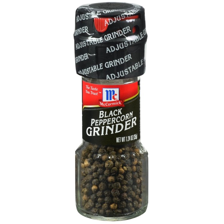 MCCORMICK SPICE, PEPPER BLACK WHOLE GLASS GRINDER