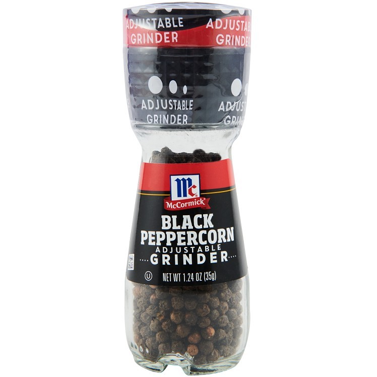 MCCORMICK SPICE, PEPPER BLACK WHOLE GLASS GRINDER