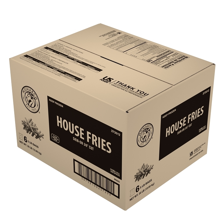 MONARCH FROZEN SKIN-ON EXTRA LONG FANCY STRAIGHT CUT FRENCH FRIES 3/8 INCH