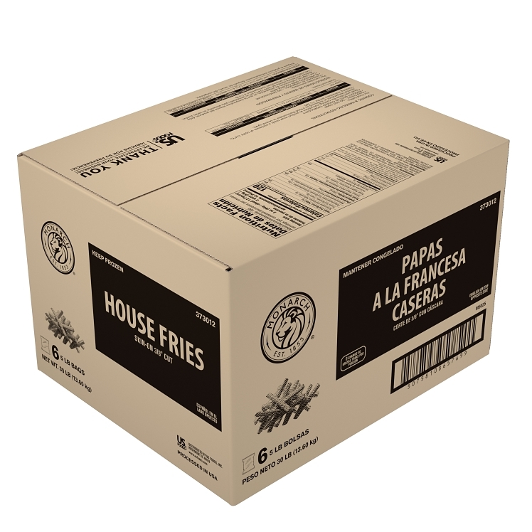 MONARCH FROZEN SKIN-ON EXTRA LONG FANCY STRAIGHT CUT FRENCH FRIES 3/8 INCH