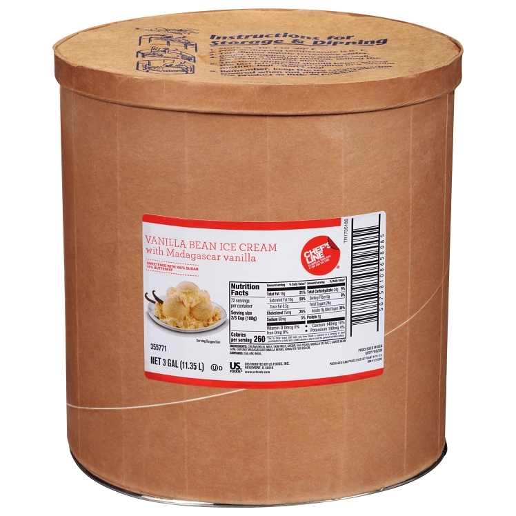 CHEF'S LINE ICE CREAM VANILLA BEAN ALL NATURAL