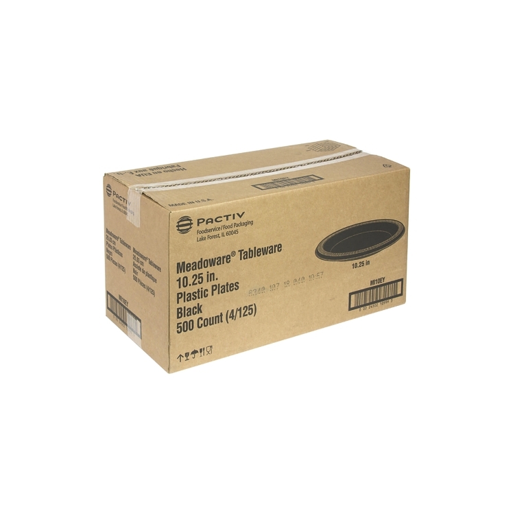 PACTIV PLATE PLASTIC 10.25 INCH BLACK 1 COMPARTMENT