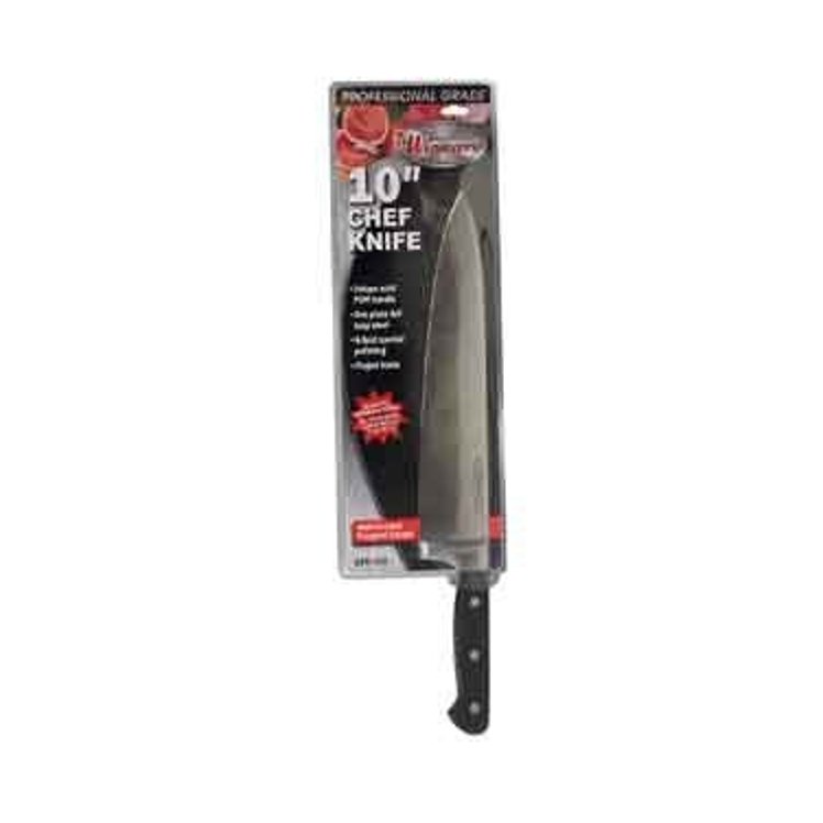 Winco Chef Knife 10 Inch Carbon Steel Forged Pom Handled Black