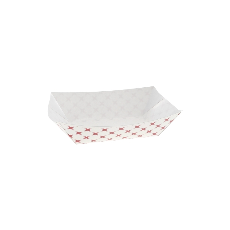 MONOGRAM PAPER FOOD TRAY 1 LB COATED WHITE AND RED CHECKERED