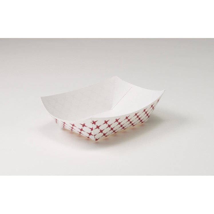 MONOGRAM 2 POUND WHITE WITH RED CHECKERED PAPER FOOD TRAY