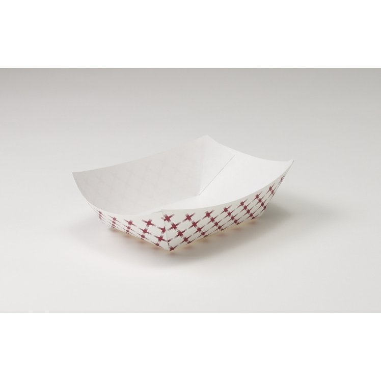 MONOGRAM 2 POUND WHITE WITH RED CHECKERED PAPER FOOD TRAY
