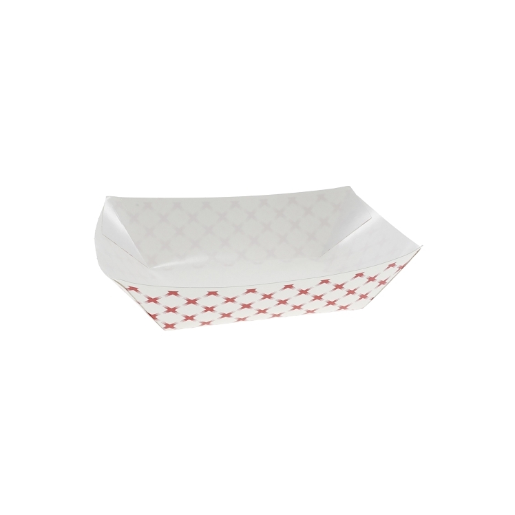 MONOGRAM 2 POUND WHITE WITH RED CHECKERED PAPER FOOD TRAY